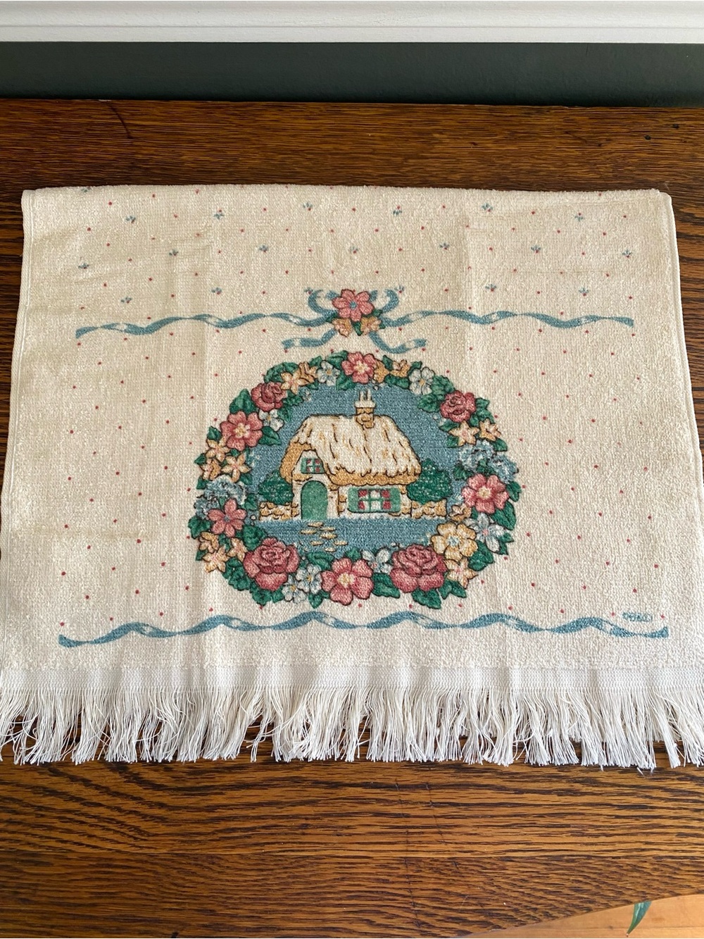 Vintage CANNON 1980s Cottagecore Kitchen Towel Pastel Flowers Cottage Cabin Home